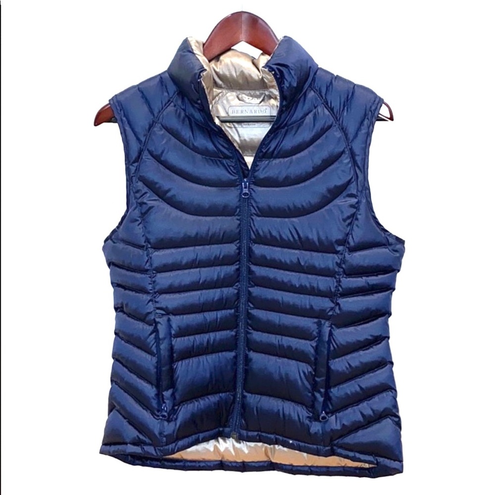 Bernardo Goose Down Reversible Puffer Vest Navy S